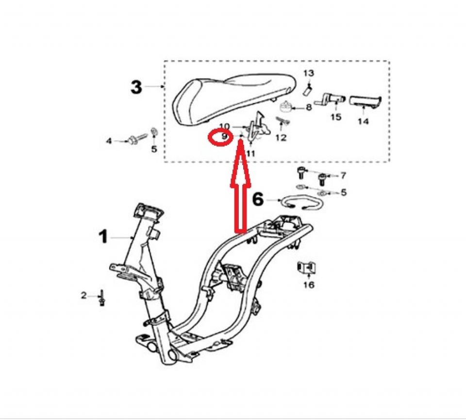Ressort rappel serrure selle 757856 pour scooter Peugeot 50 Ludix one 2005-2015