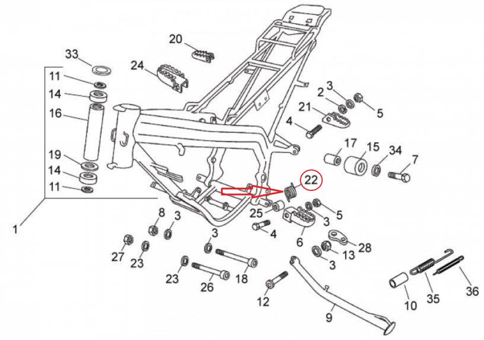Ressort cale-pied pilote pour moto Aprilia 50 RX 2006 à 2016 00H04903292 Neuf