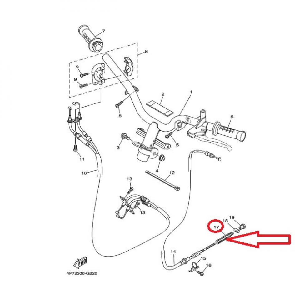 Ressort de câble de frein AR pour scooter Yamaha 150 XC 1992 90501-16831 Neuf