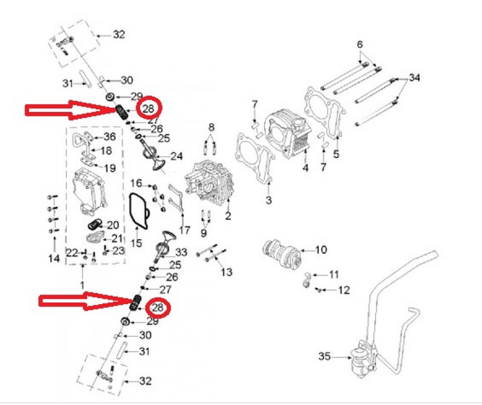Ressort de soupape pour scooter Peugeot 125 Tweet 2010-18 802116 15x21.5x38 Neuf