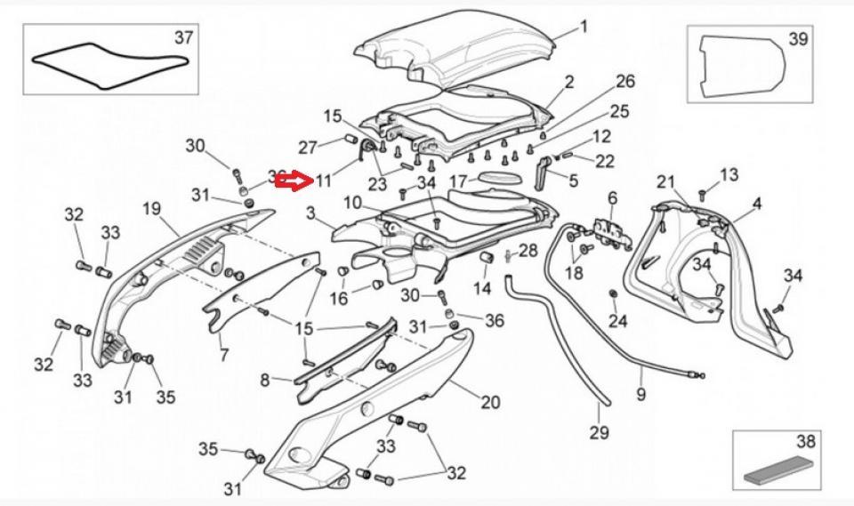 Ressort trappe de réservoir pour moto Aprilia 650 Pegaso 2005 à 2009 AP8161050 Neuf