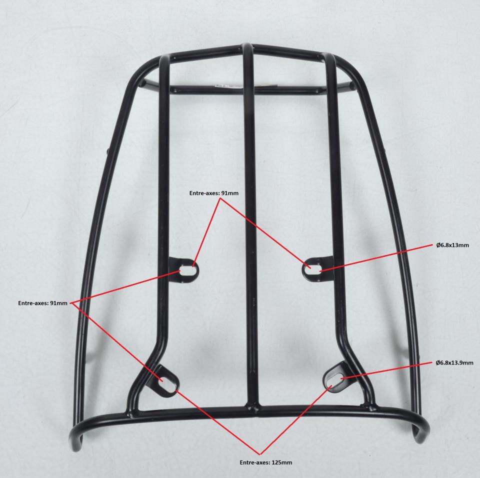 Un porte bagage / paquet arrière Générique pour moto 3Kg Noir TCA Neuf