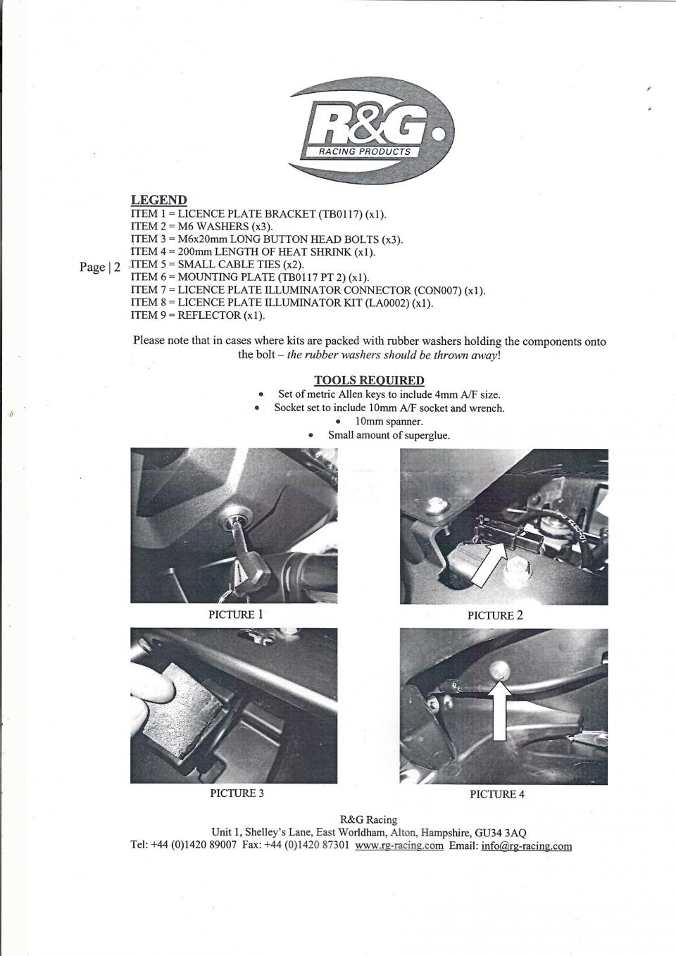 Support plaque immatriculation éclairage Led R&G pour moto Kawasaki 1000 KLZ VERSYS ABS 2012 à 2018 LP0117BK Neuf