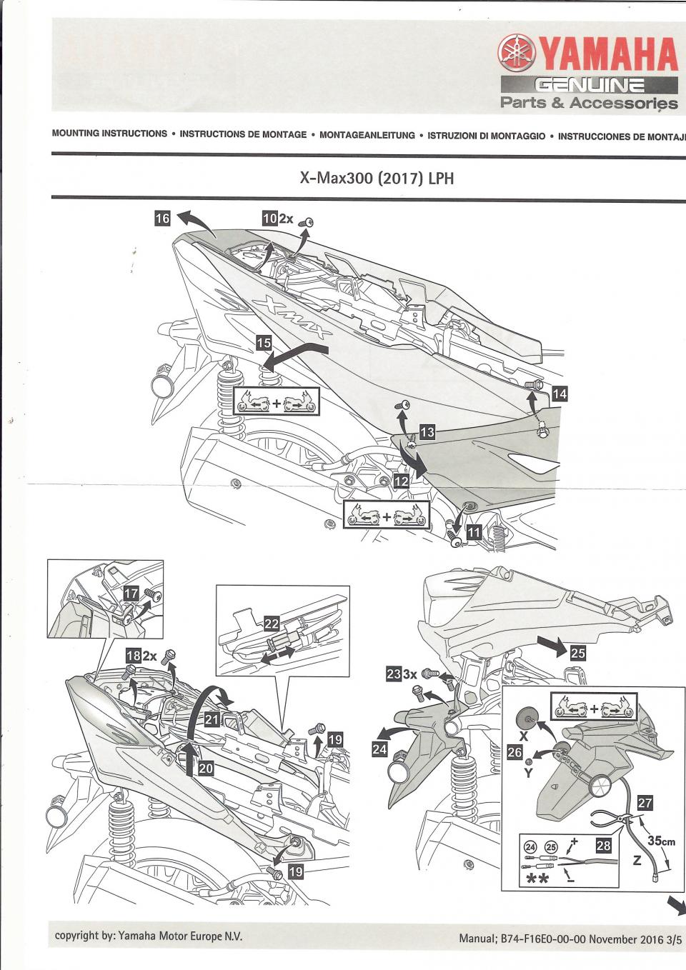 Support de plaque immatriculation LED pour scooter Yamaha 300 X-Max B74F16E00000