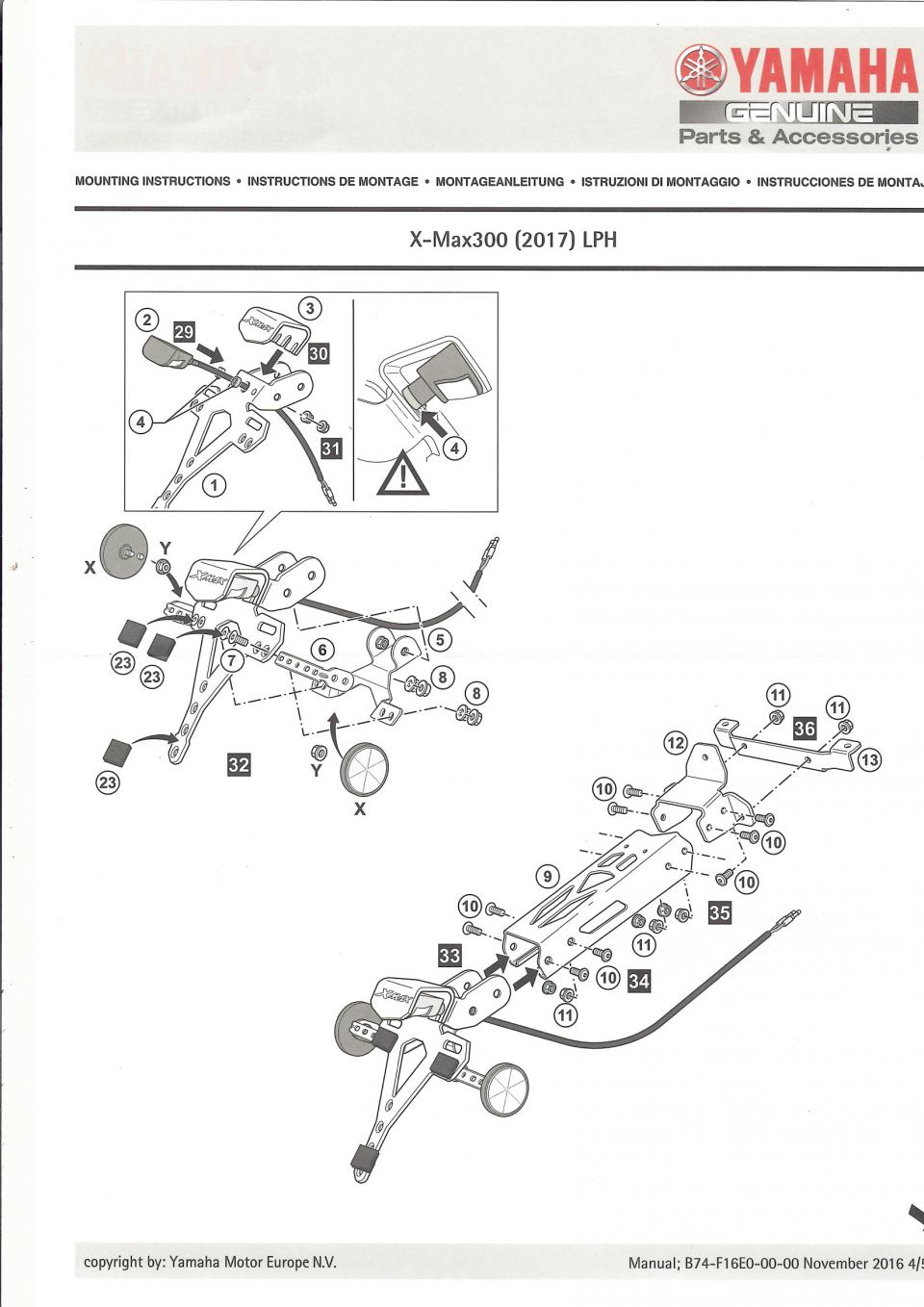 Support de plaque immatriculation LED pour scooter Yamaha 300 X-Max B74F16E00000