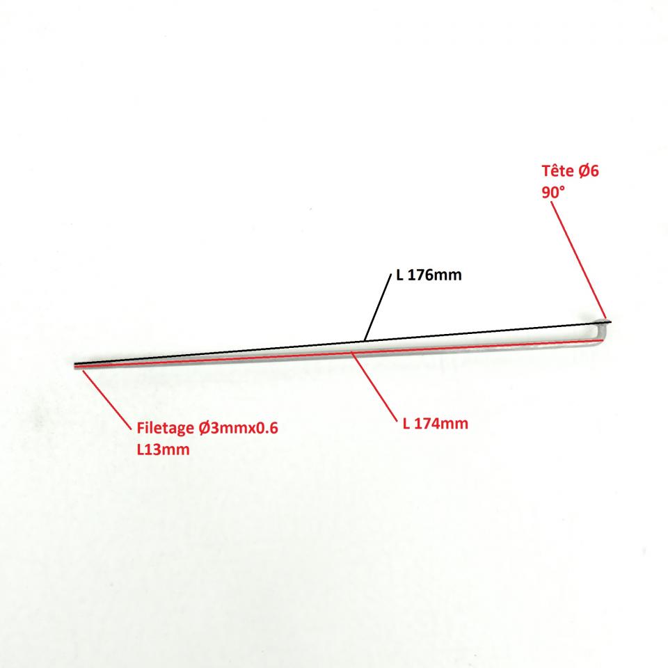 Rayon de jante 17/18P origine pour moto Peugeot 50 174x3mmx90° 737678 Neuf