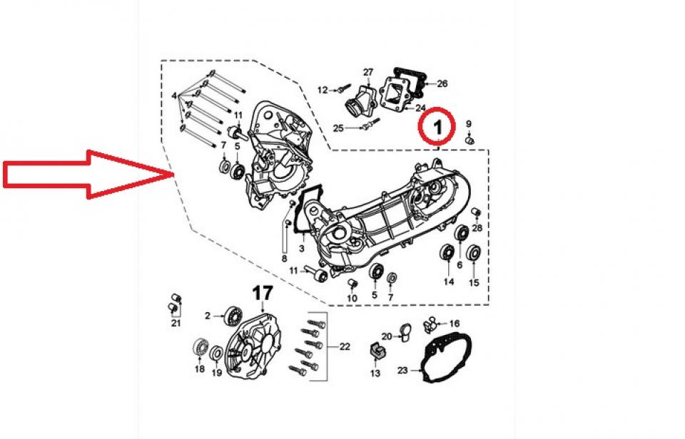 Paire Carter moteur D&G pour scooter Peugeot 50 Citystar 803121 NS-1 QF-A19 Neuf