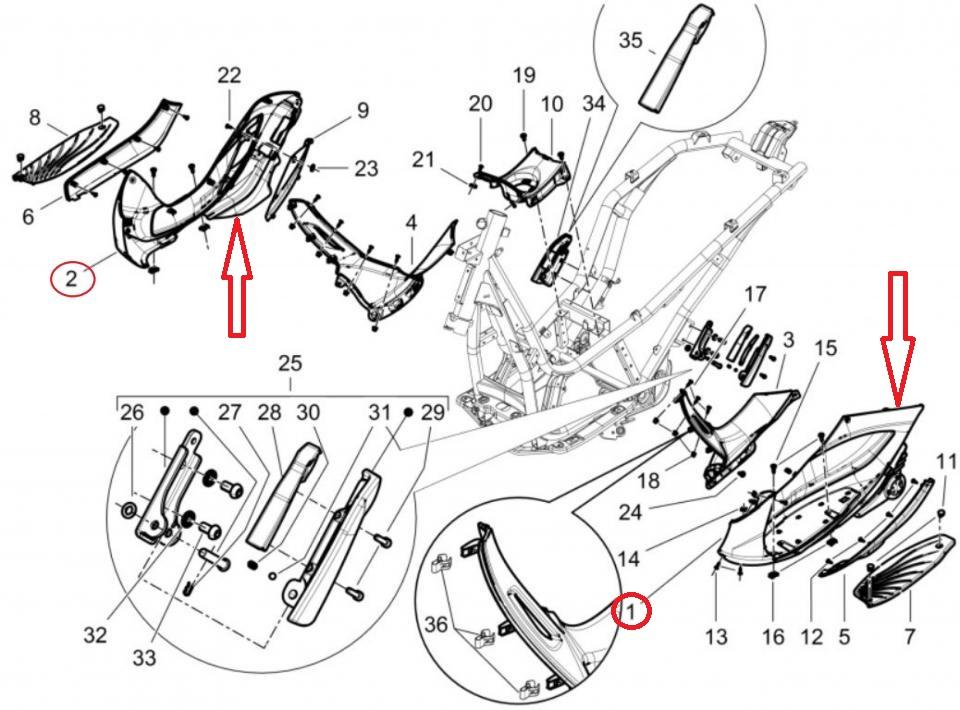 Paire Marche pied D&G pour scooter Piaggio 125 Beverly 673207 672624 1R000616