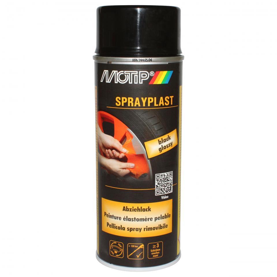 Bombe de peinture noir brillant élastomère pelable Motip Sprayplast 396526 pour moto