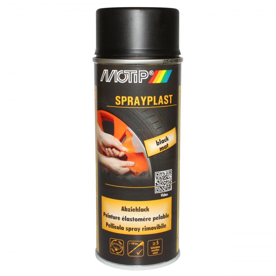 Bombe de peinture noir mat élastomère pelable Motip Sprayplast 396519 pour moto