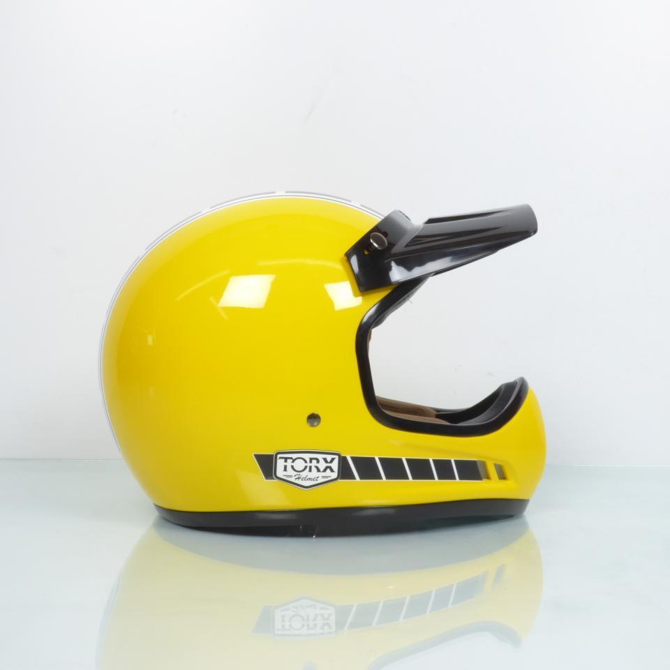 Casque pour moto cross vintage Torx Brad Legend Racer Yellow Shiny Taille XS jaune