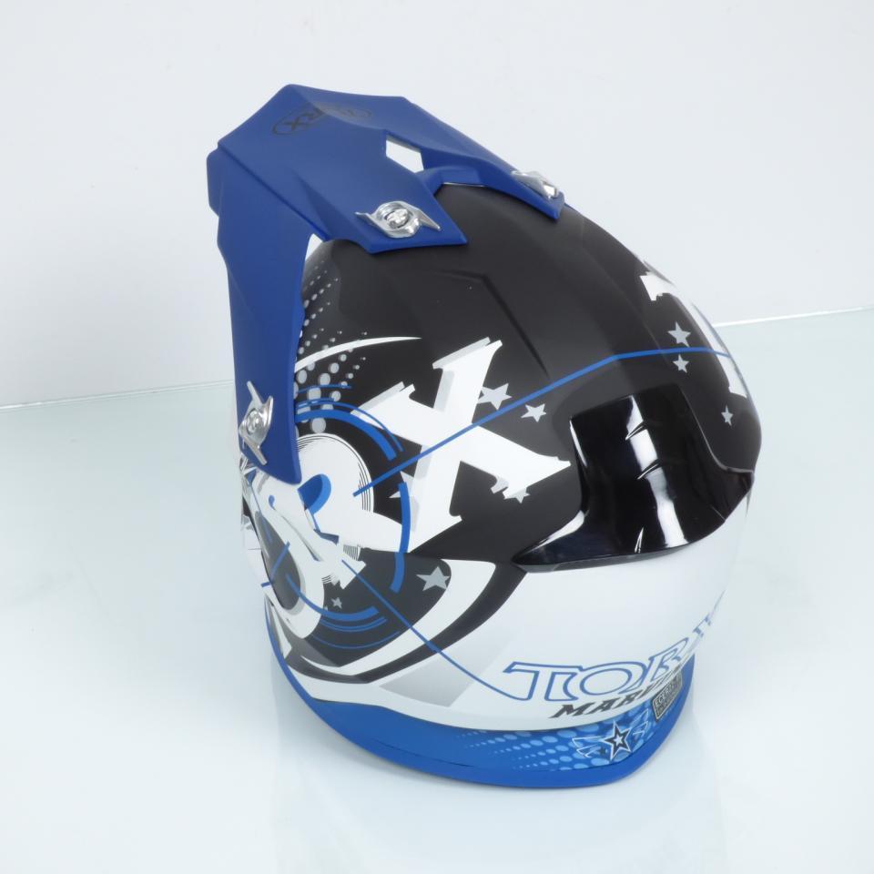 Casque pour moto cross enduro Torx Marvin Eyes Blue/White Matt Taille XS bleu noir