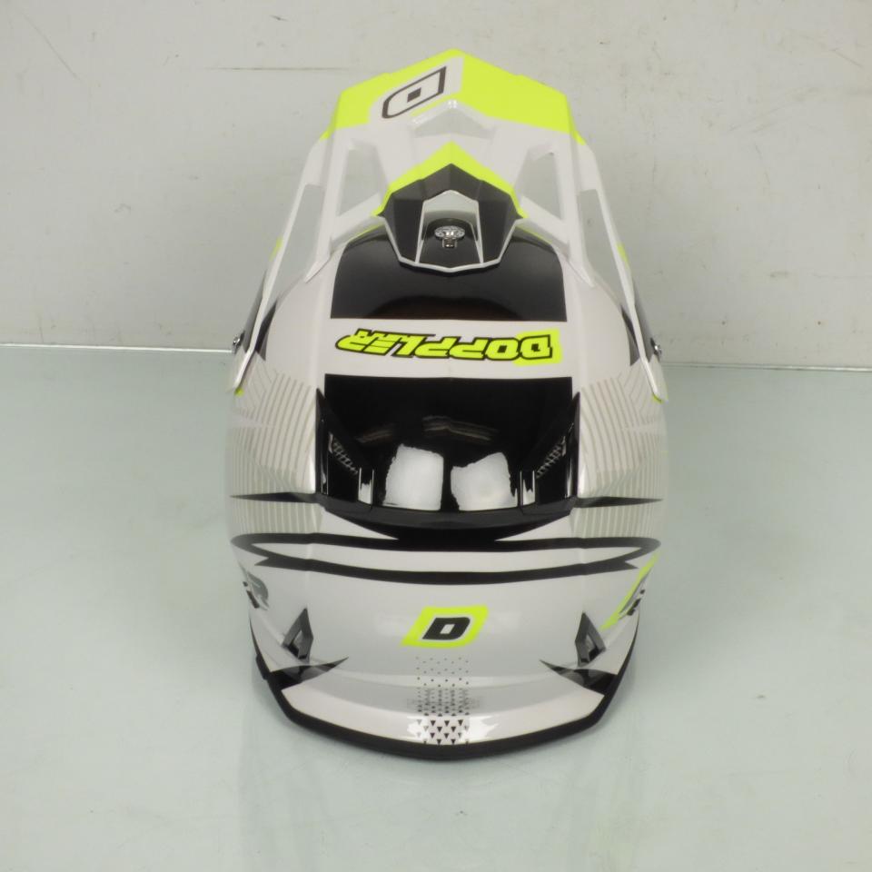 Casque moto cross Doppler blanc jaune noir taille L 59-60cm pour homme femme