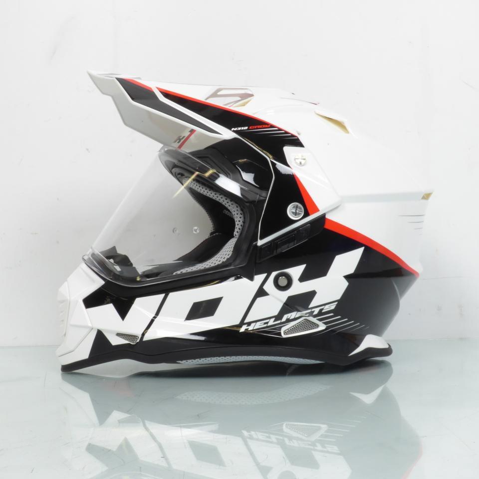 Casque pour moto cross polycarbonate taille XXL Nox N312 CROW BLANC/NOIR visière solaire