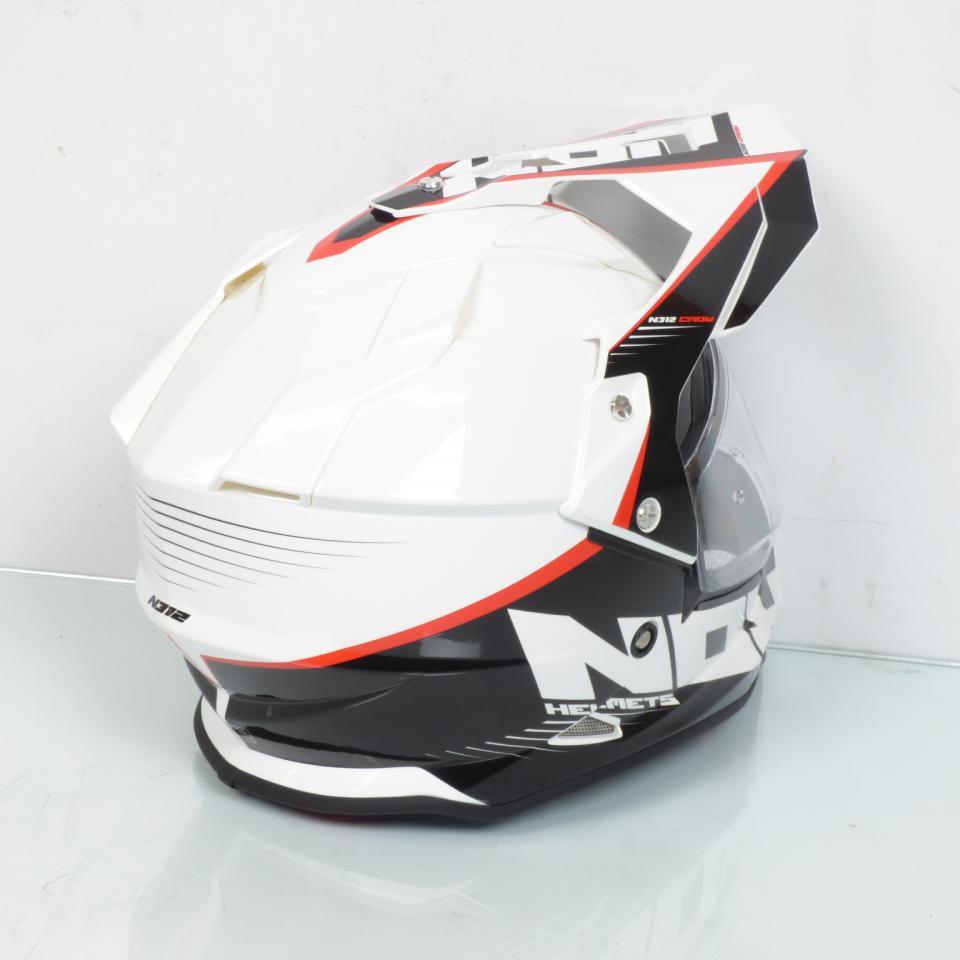 Casque cross polycarbonate XXL Nox N312 CROW BLANC/NOIR visière rigide +solaire