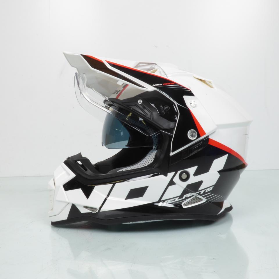 Casque pour moto cross polycarbonate taille XXL Nox N312 CROW BLANC/NOIR visière solaire