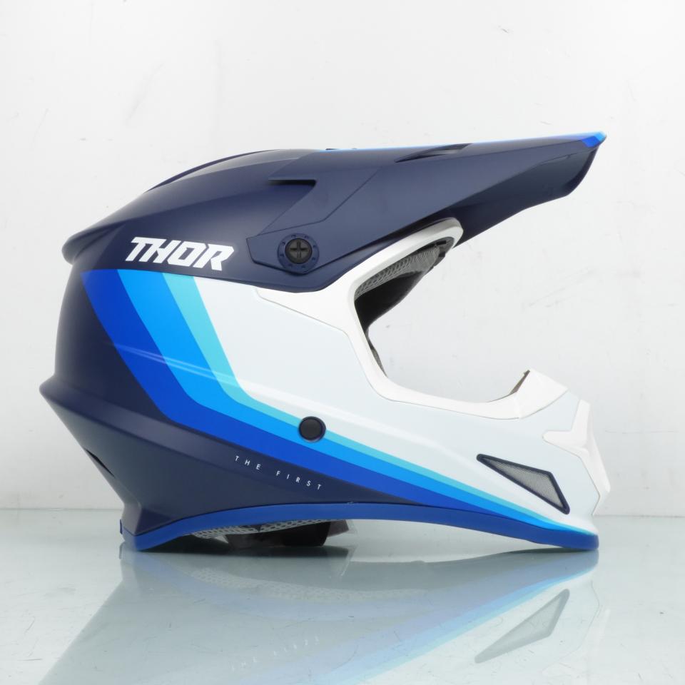 Casque moto cross enduro blanc bleu Thor Sector pour homme / femme Taille L Neuf