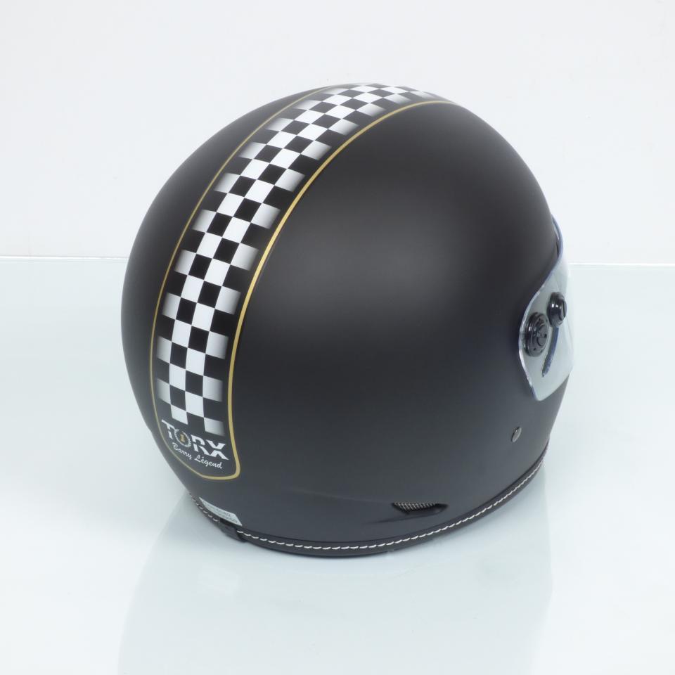 Casque pour moto vintage Torx Barry Legend Racer Black Mat Taille S noir mat + damier