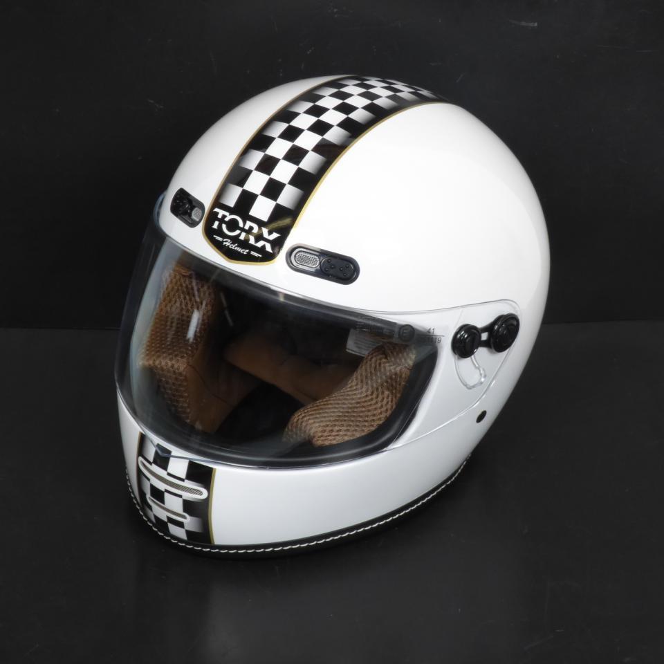 Casque de pour moto route vintage Torx Barry Legend Racer White Shiny Taille L blanc
