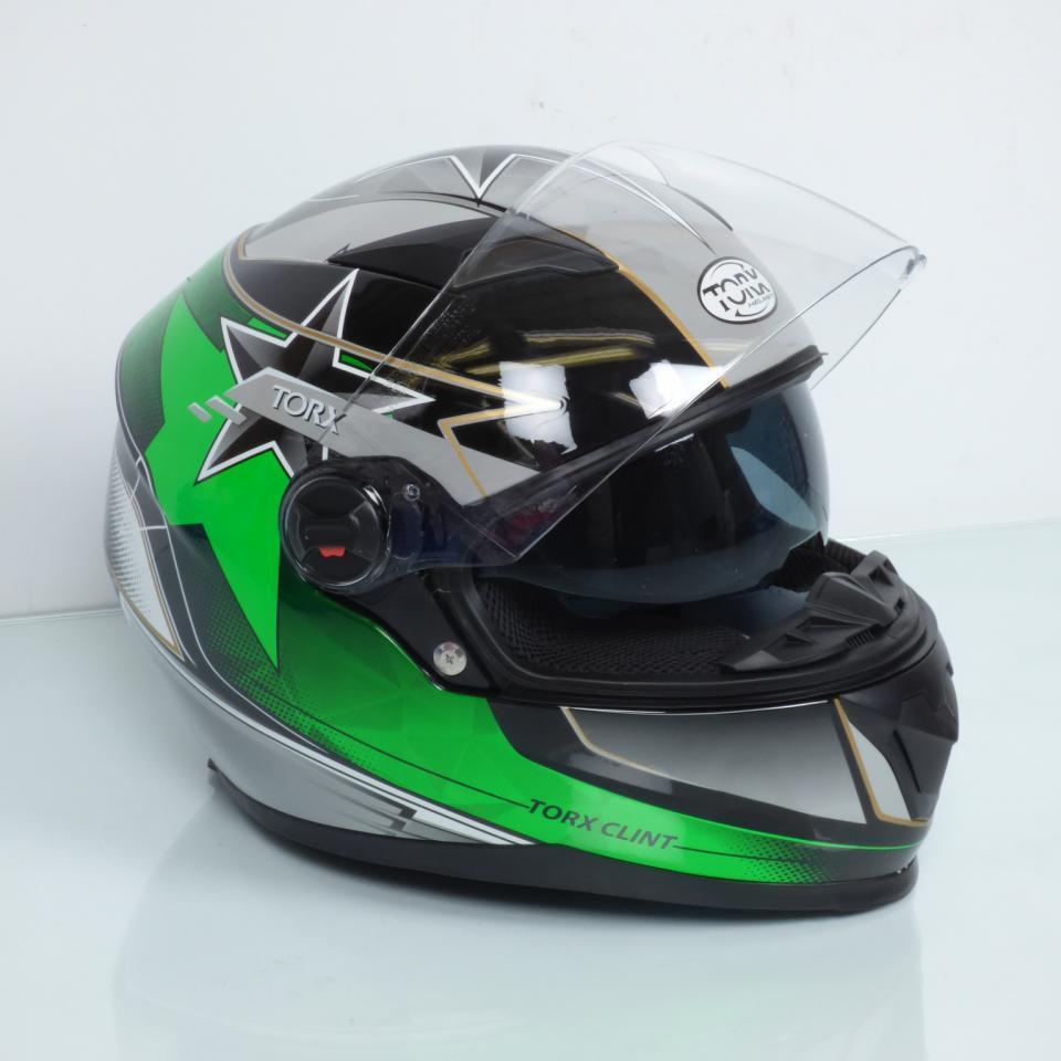 Casque de pour moto integral route Torx Clint pilot vert Taille S avec Sun visor