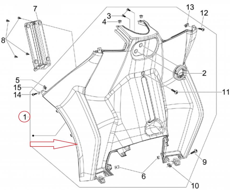 Tablier arrière pour scooter Piaggio 250 MP3 2006-14 653705000C 623071 Noir Neuf