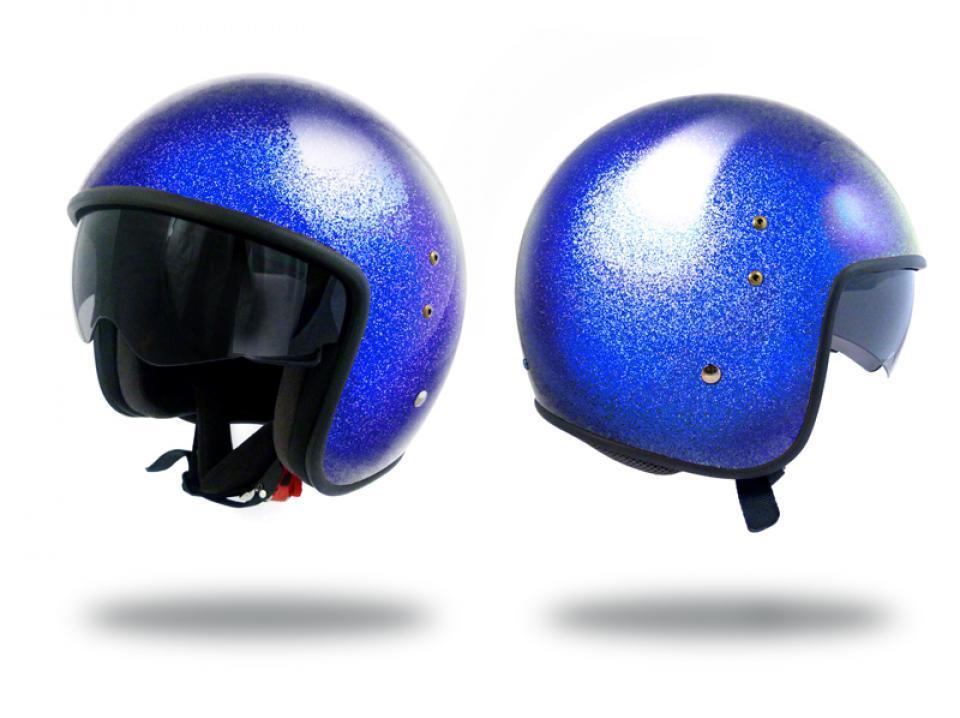 Casque jet UP Taille M Smart glitter blue avec visière solaire pour moto scooter