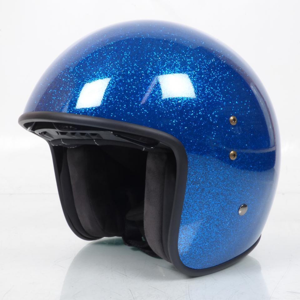 Casque jet UP Taille M Smart glitter blue avec visière solaire pour moto scooter