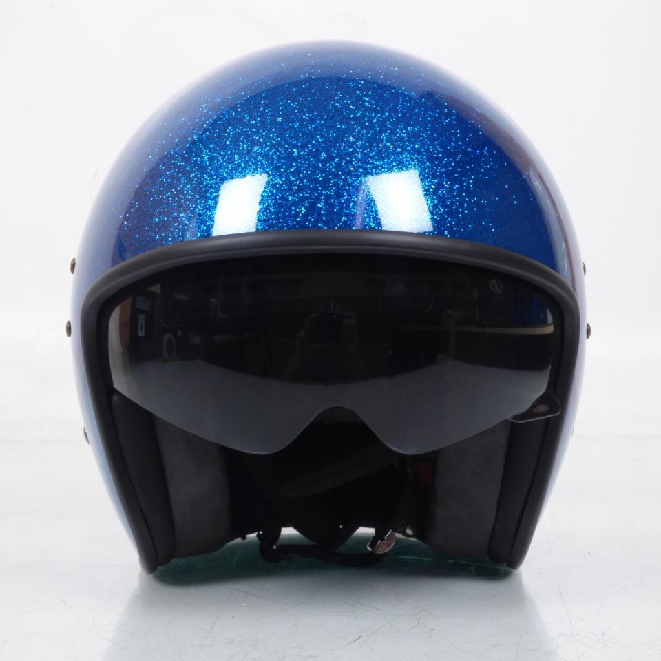 Casque jet UP Taille XXL Smart glitter blue avec visière solaire pour moto scooter