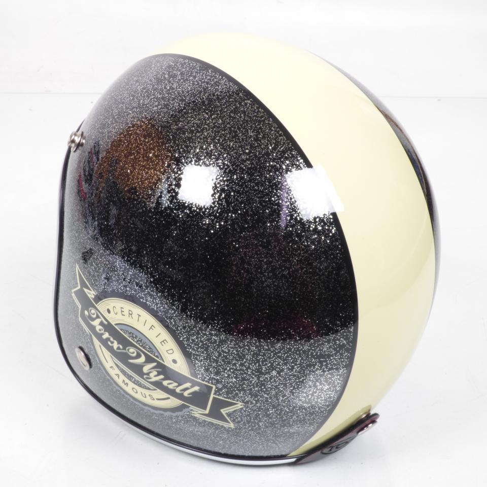 Casque jet moto Torx Wyatt Famous Shiny Glitter Black taille XS 53-54cm pour moto custom rider Neuf