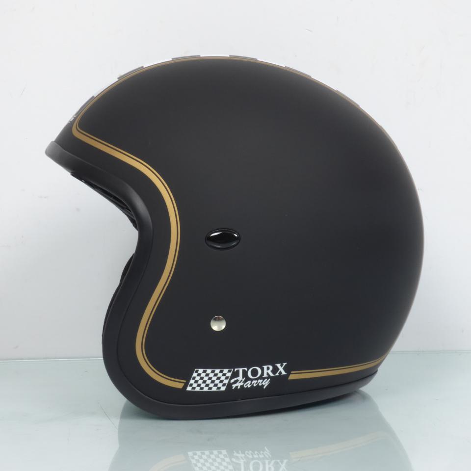 Casque jet noir mat adulte Torx Harry Flag Racer Taille XL écran solaire pour moto