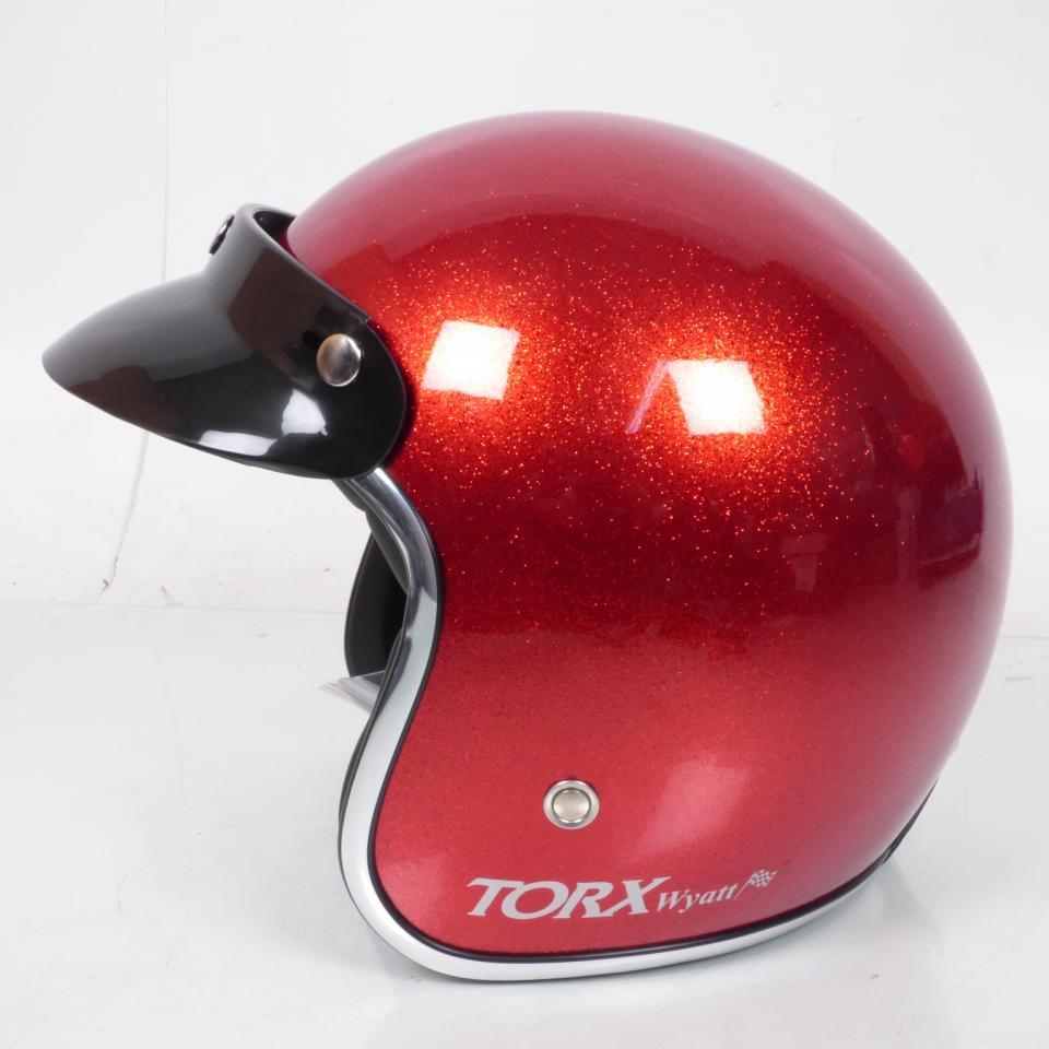 Casque bol jet Torx Wyatt Rouge brillant Taille XL pour moto scooter custom Neuf