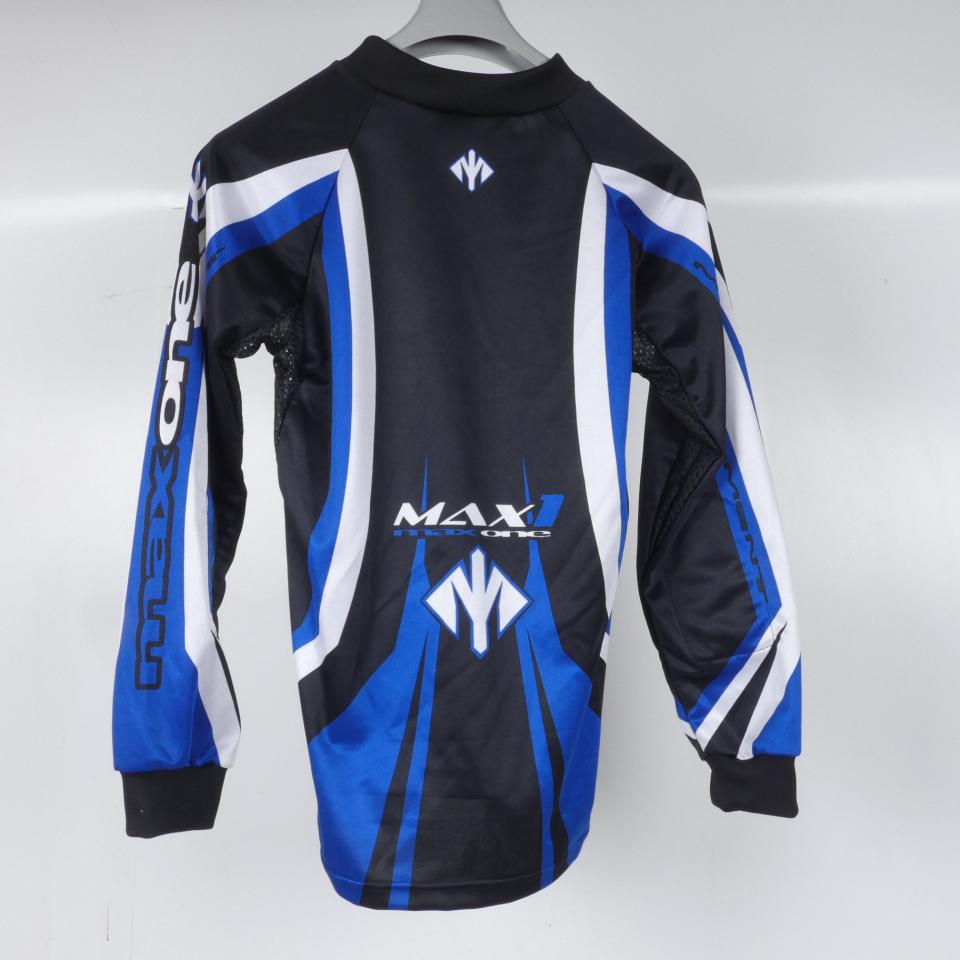 Maillot pour moto cross col V MAX ONE M Polyester sublimé Noir Blanc Bleu