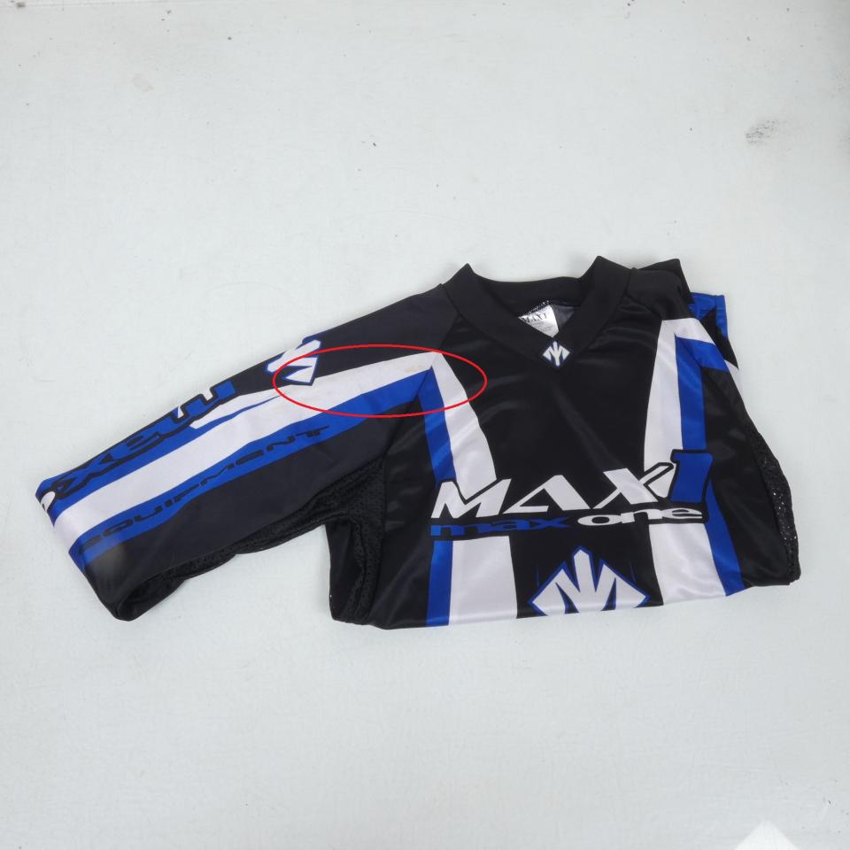 Maillot pour moto cross col V MAX ONE M Polyester sublimé Noir Blanc Bleu