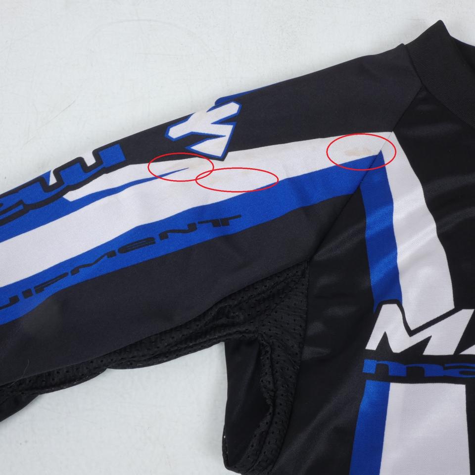 Maillot pour moto cross col V MAX ONE M Polyester sublimé Noir Blanc Bleu