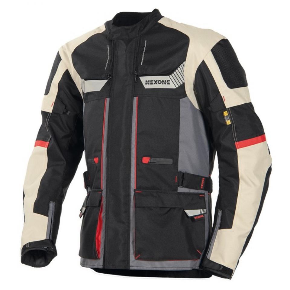 Blouson veste moto Nexone Touring Adventure 4 saisons pour homme Taille XXXXL 4XL beige bleu et rouge Neuf