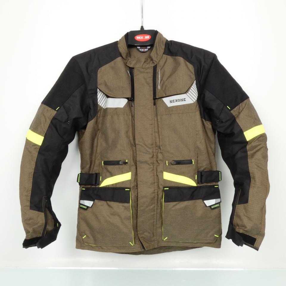 Blouson moto Nexone Touring Adventure kaki noir jaune fluo pour homme Taille L