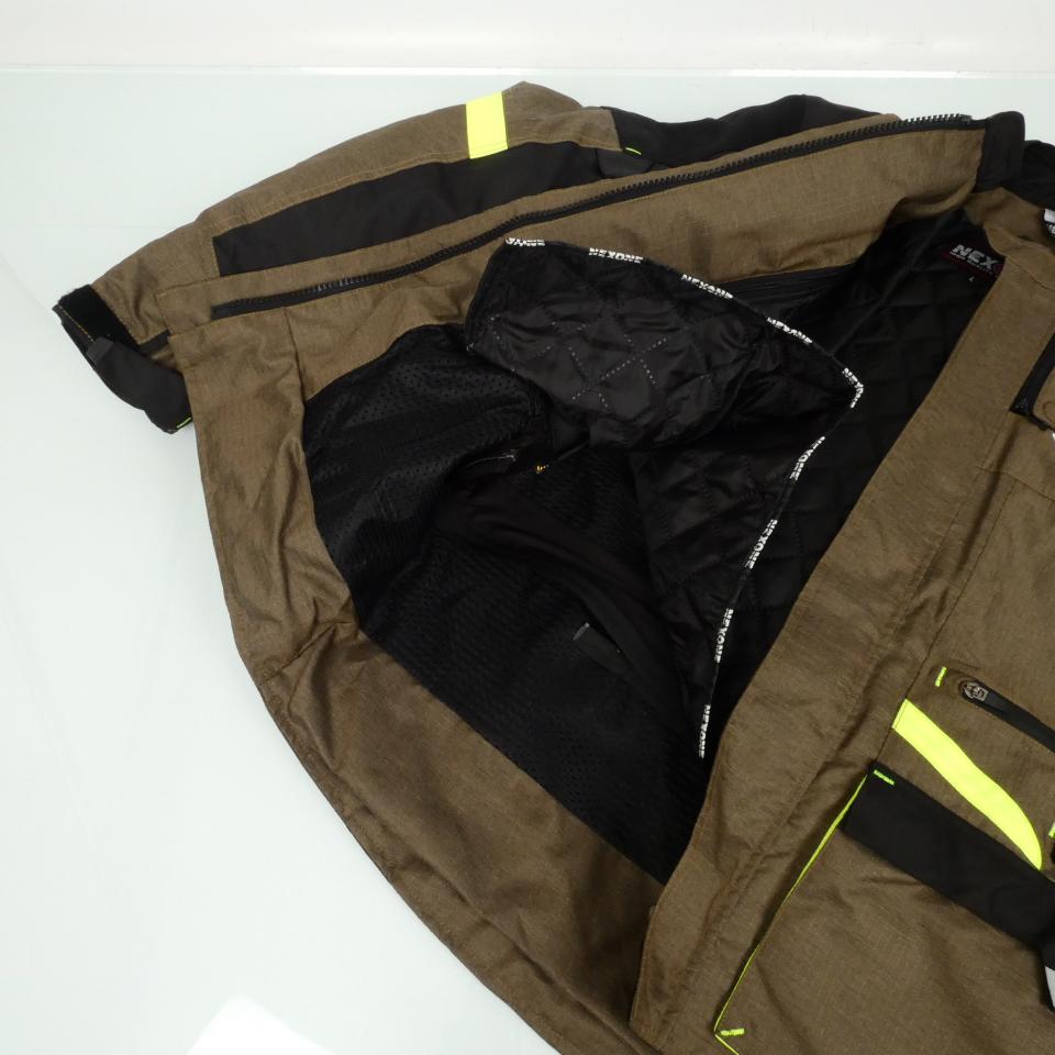 Blouson moto Nexone Touring Adventure kaki noir jaune fluo pour homme Taille L