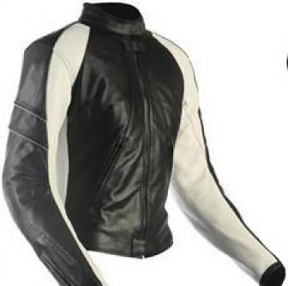 Blouson veste cuir moto blanc noir motarde lady femme Kelly T 34 Neuf