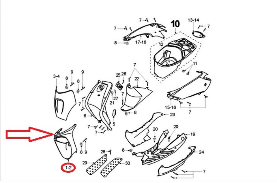 Spoiler tablier AV pour scooter Peugeot 50 VIVACITY 3 1177206500 772065F4 Blanc