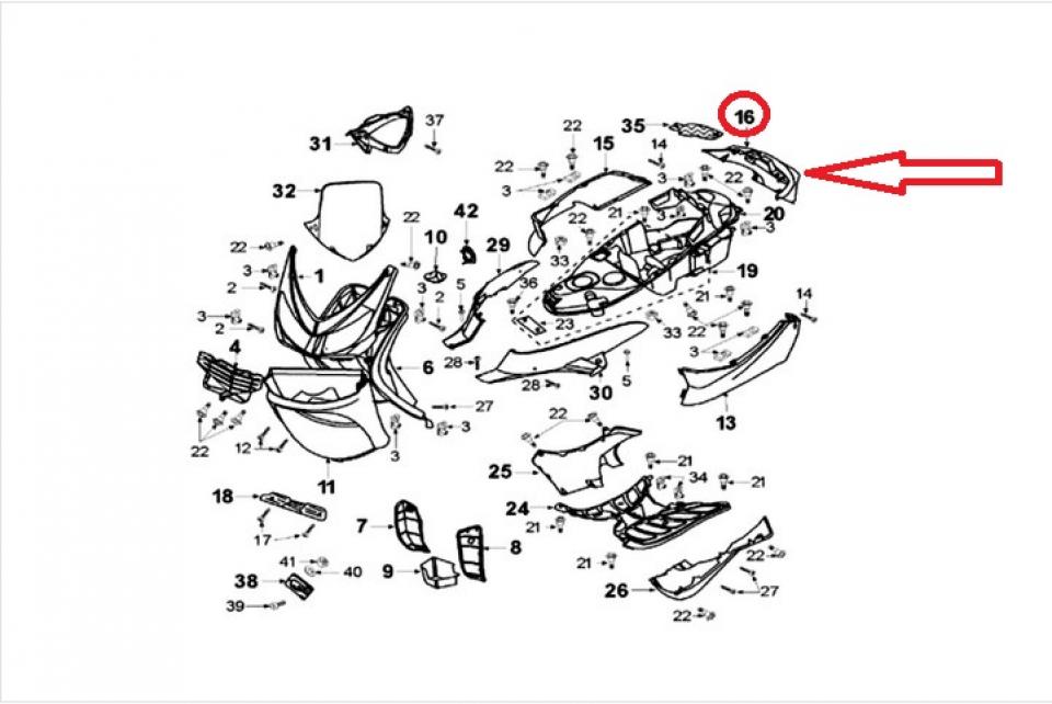 Coque arrière origine pour scooter Peugeot 100 Elyseo 1999 à 2004 1173807300