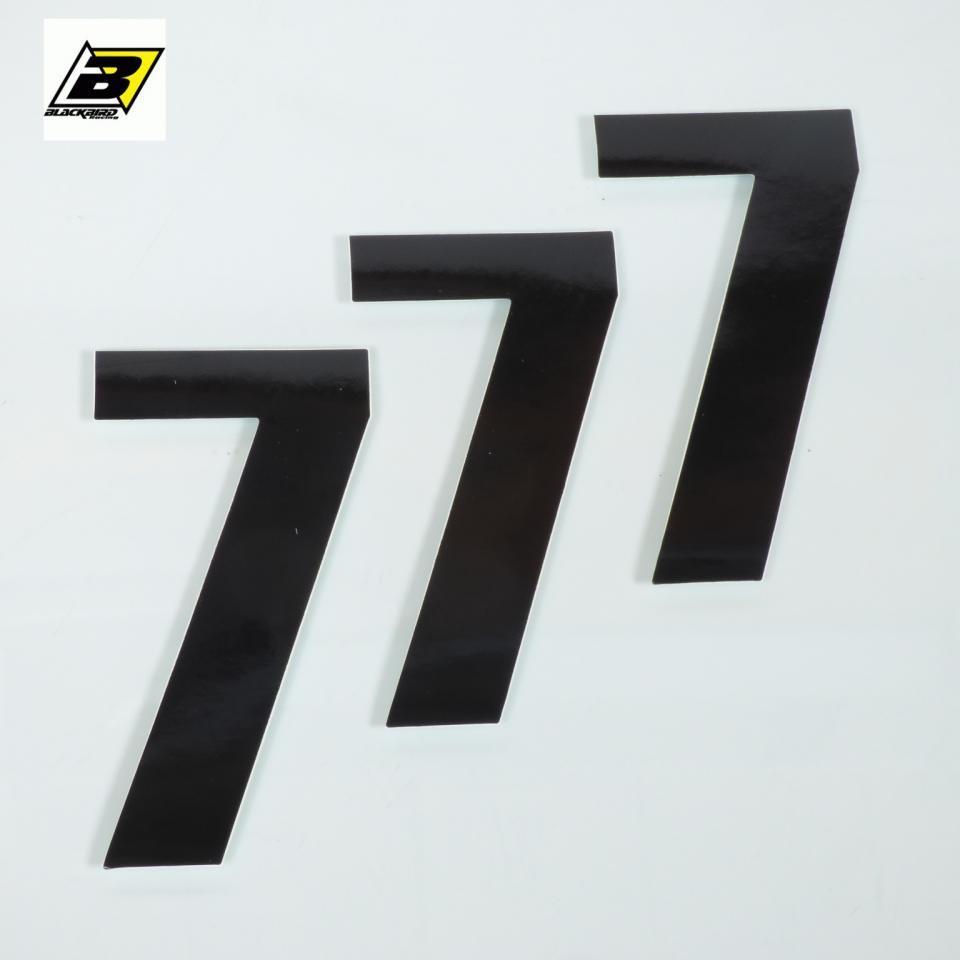 3 stickers Numéro de course 7 noir 130x70 Blackbird pour moto cross enduro TT