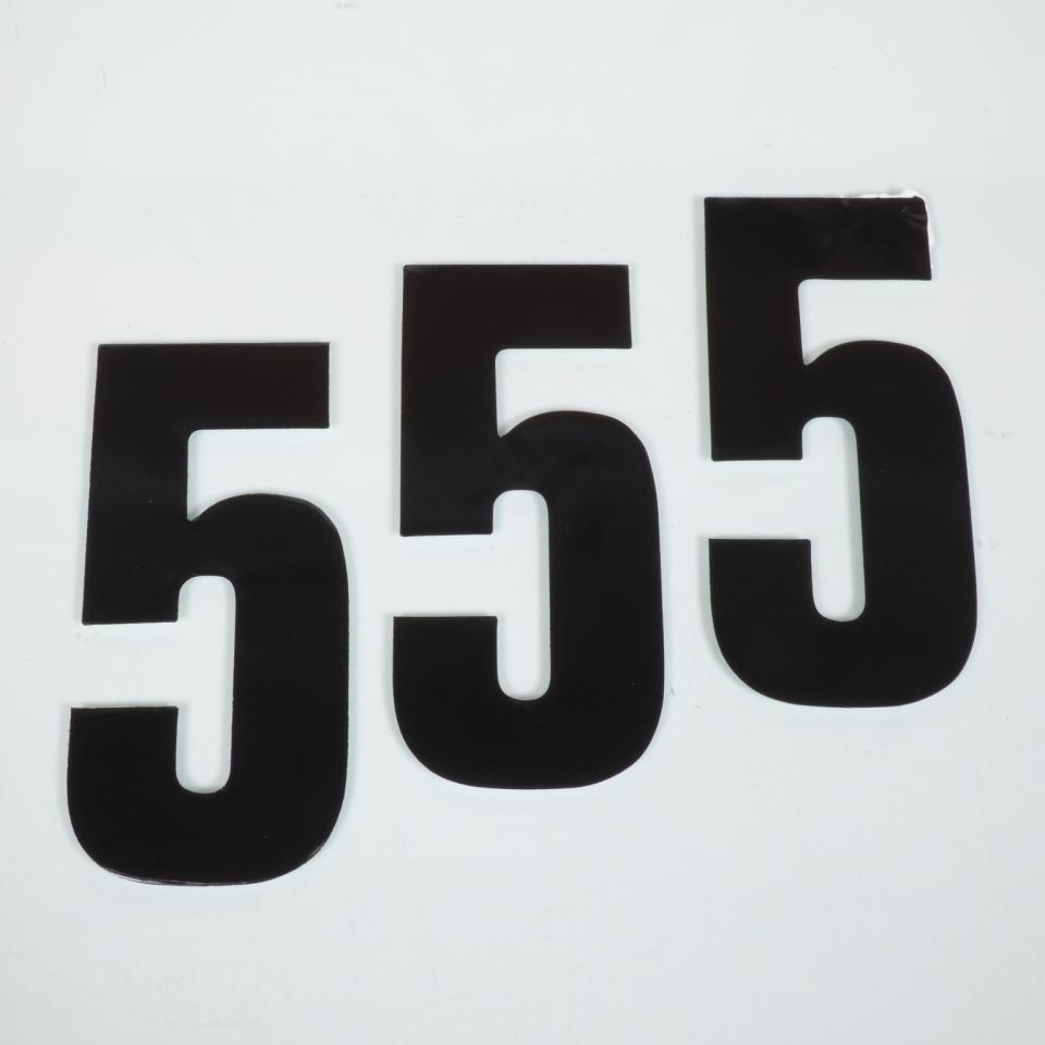3 sticker autocollant numéro de course cinq 5 noir Blackbird 130x70mm pour motocross