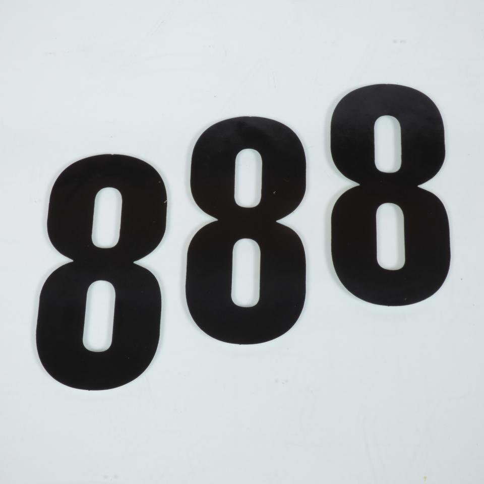3 sticker autocollant numéro de course huit 8 noir Blackbird 130x70mm pour motocross