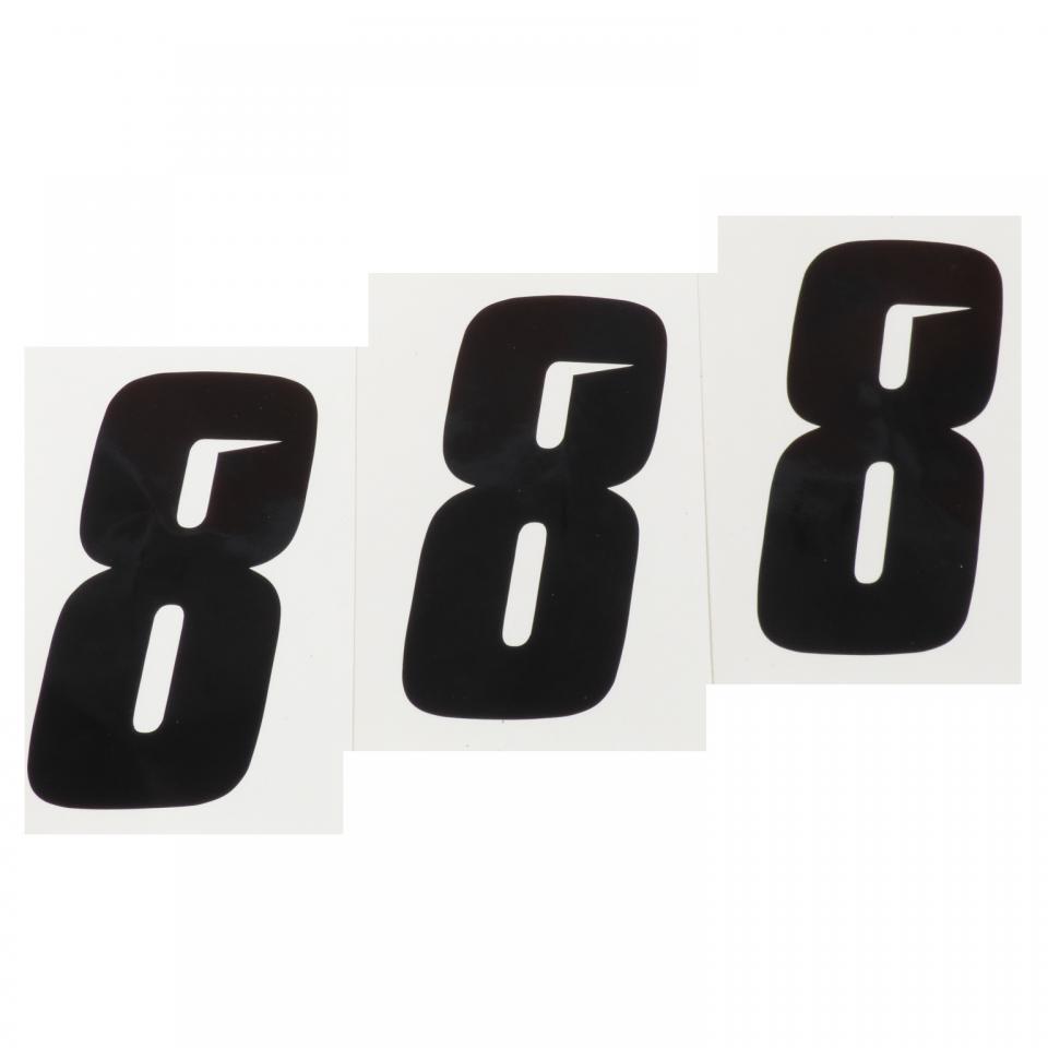 Lot 3 sticker autocollant numéro de course chiffre 8 noir Blackbird 10x5cm pour moto