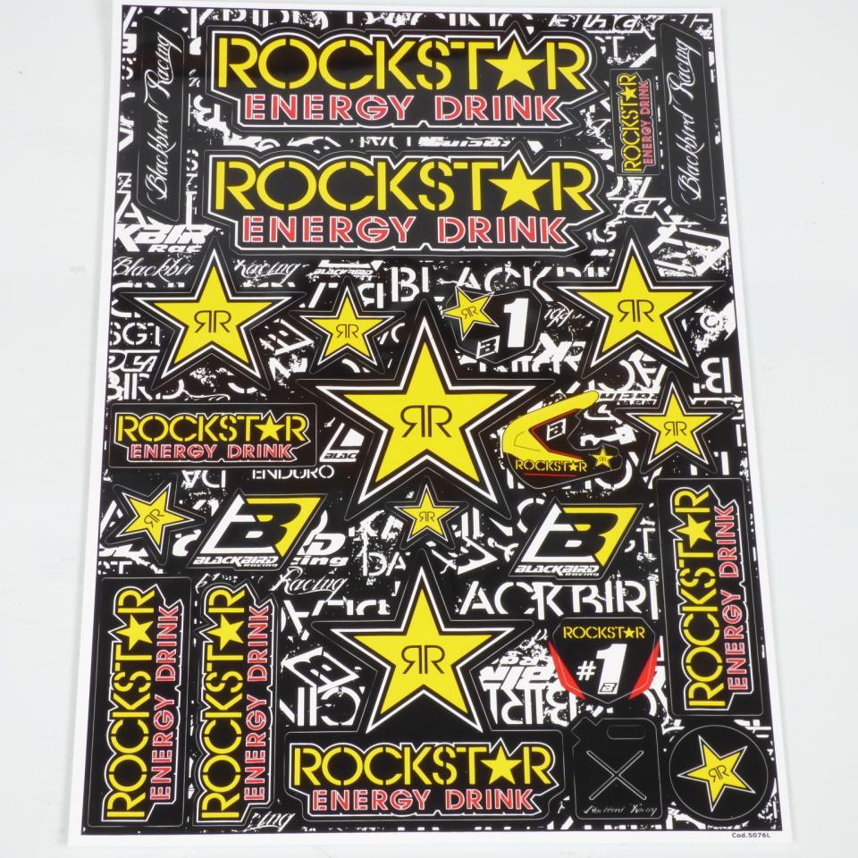 Planche stickers autocollant Blackbird Rockstar Energy noir/jaune pour moto scooter