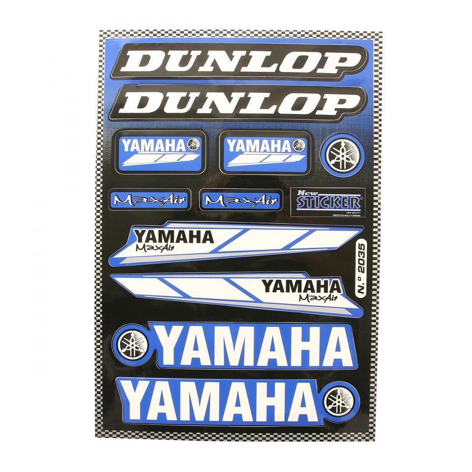 Planche de stickers autocollant YAMAHA DUNLOP bleu et blanc pour moto scooter 50