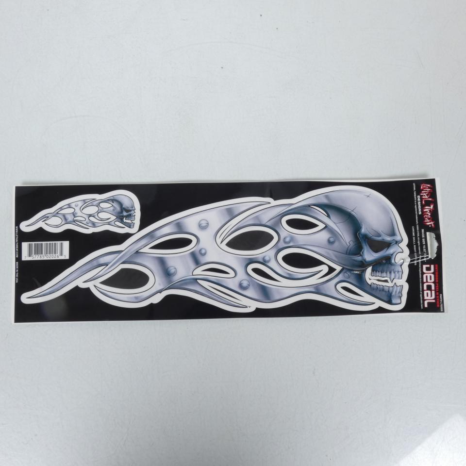 Autocollant stickers Chrome Skull Right LETHAL THREAT pour moto LT02026 Neuf