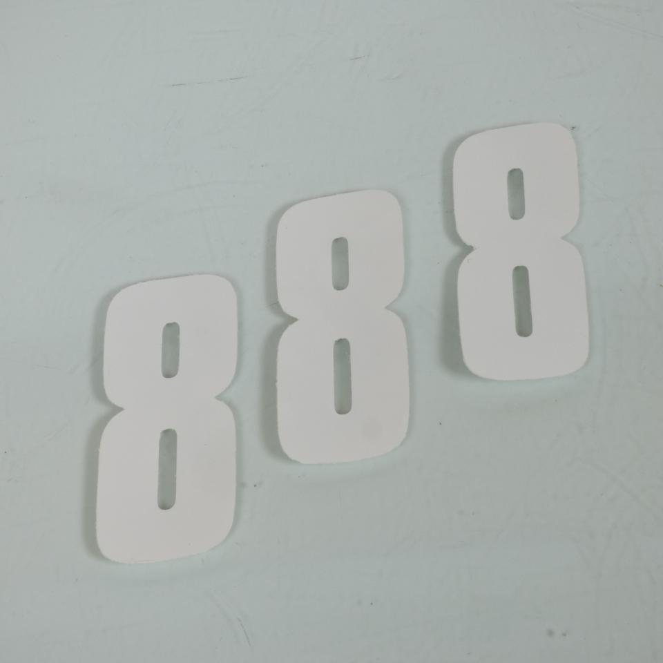 3 sticker autocollant numéro de course huit 8 blanc 100x50mm pour motocross