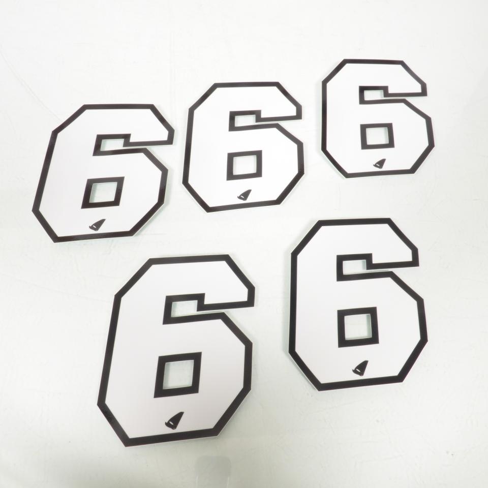 Autocollant stickers UFO pour moto Numero 6 blanc 130x100mm Neuf