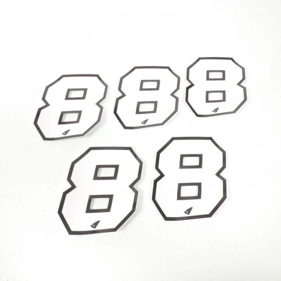 Autocollant stickers UFO pour moto Numero 8 blanc 130x105mm Neuf